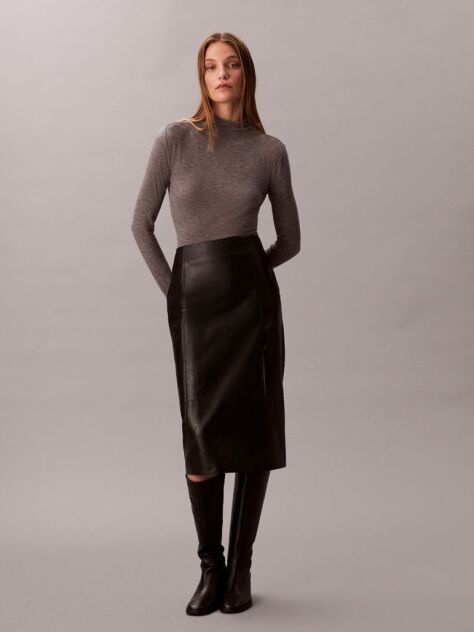 Gri Top Slim Cu Guler Mock  Femei