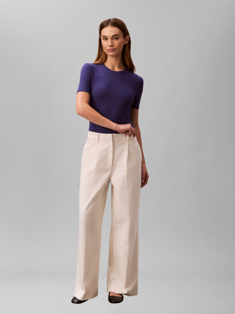 Albastru Tricou Slim Din Modal Reiat  Femei