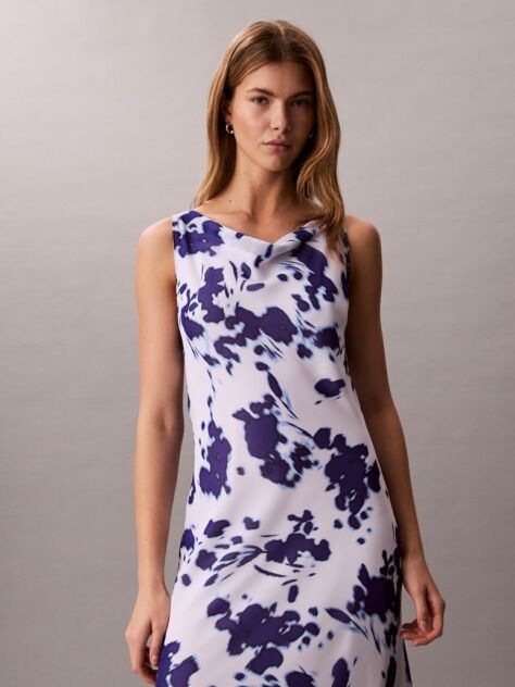 Multi Rochie Maxi Din Chiffon Cu Imprimeu Si Guler Drapat  Femei