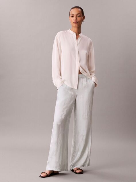 Verde Pantaloni Din Vascoza Jacquard Cu Model Floral  Femei