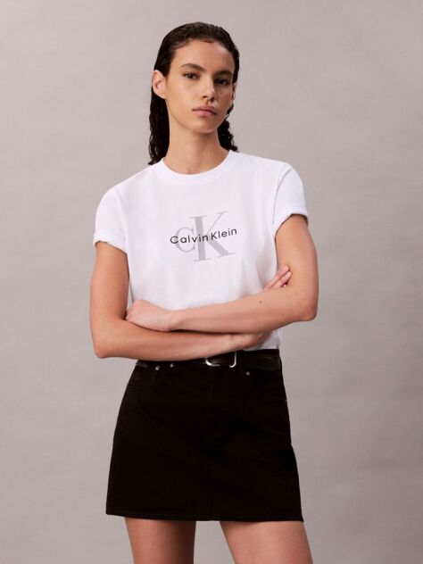 Alb Tricou Cu Logo Monograma  Femei