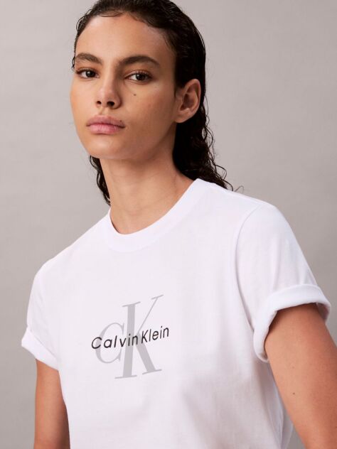 Alb Tricou Cu Logo Monograma  Femei