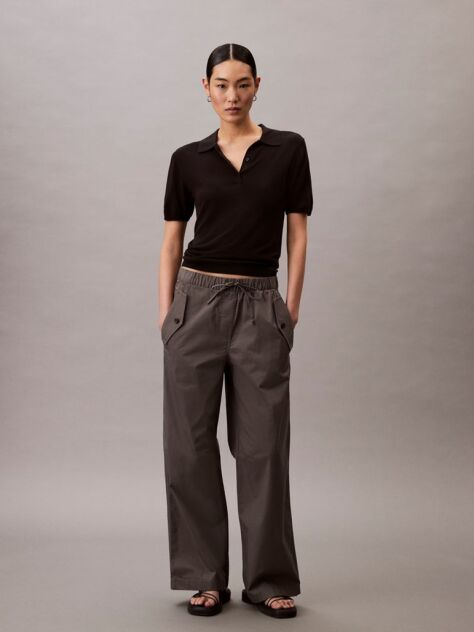 Gri Pantaloni Cargo Din Bumbac Elastic  Femei