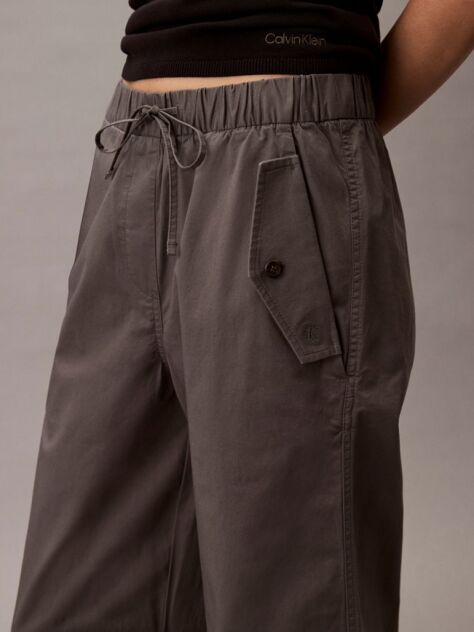 Gri Pantaloni Cargo Din Bumbac Elastic  Femei