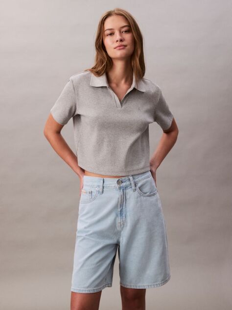 Denim Pantaloni Scurti Bermuda Relaxati Din Amestec De In  Femei