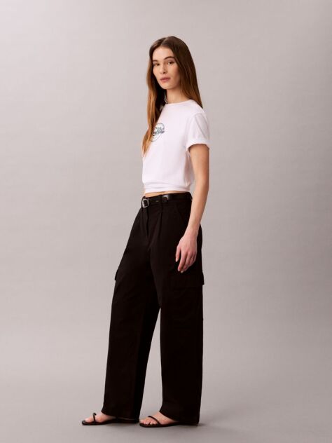 Negru Pantaloni Cargo Relaxati Din Bumbac Twill  Femei
