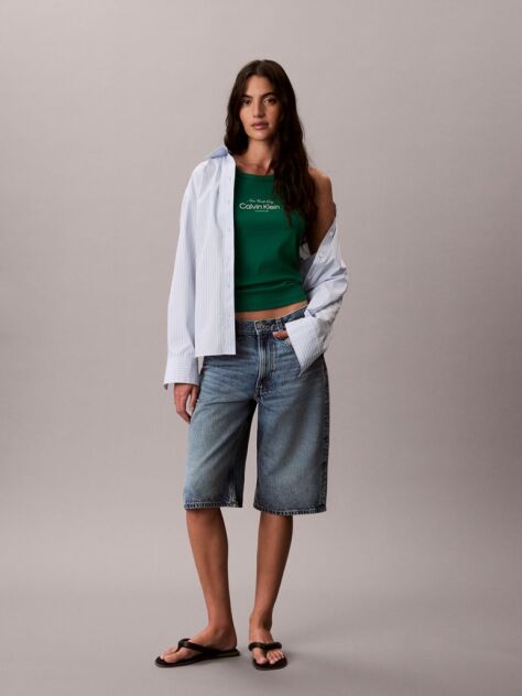 Verde Maiou Slim Din Bumbac Reiat  Femei