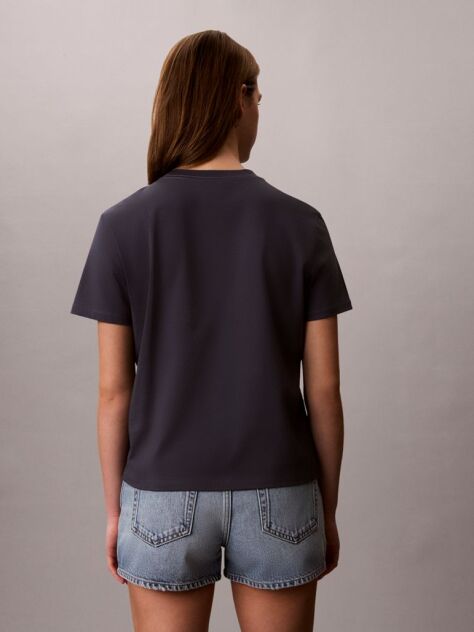 Albastru Tricou Cu Guler Rotund Cu Imprimeu Scris De Mana  Femei