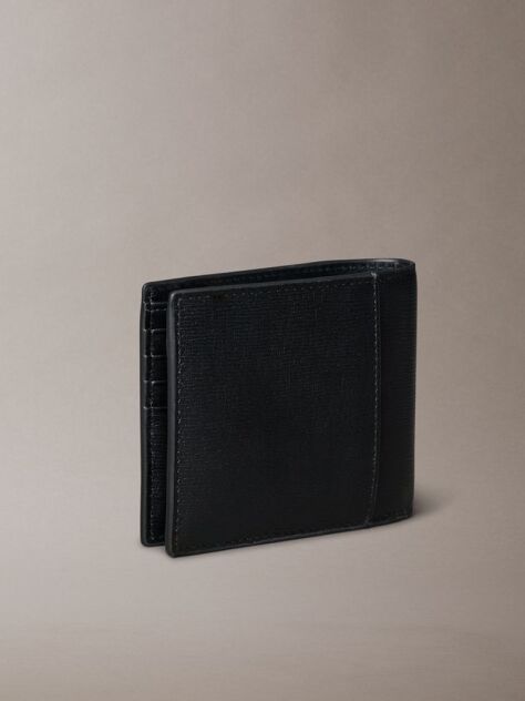 Black Leather RFID Billfold Wallet  Men
