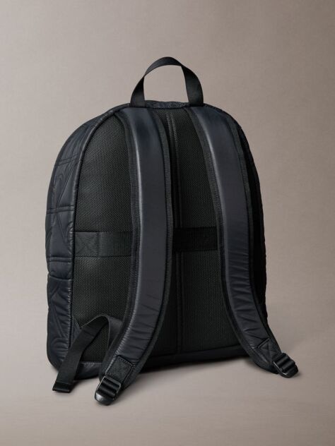 Black Puffer Monogram Logo Backpack  Men