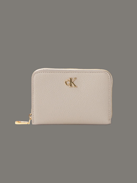 Beige Leather RFID Zip Around Wallet  Women
