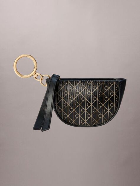 Negru Charm Pentru Geanta Mini Pouch Cu Fermoar Si Emblema Logo  Femei