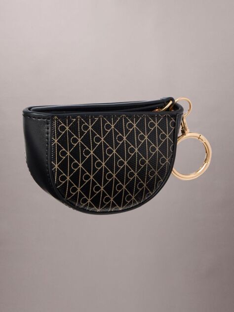 Negru Charm Pentru Geanta Mini Pouch Cu Fermoar Si Emblema Logo  Femei