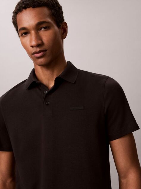 Negru Tricou Polo Slim Din Bumbac Cu Emblema  Barbati