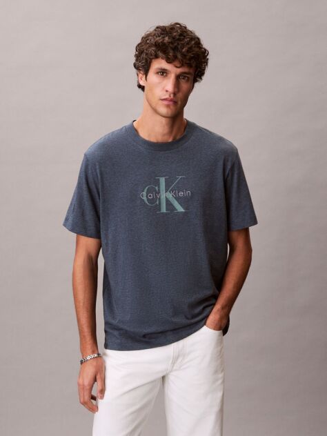 Blue Monogram Logo T-Shirt  Men