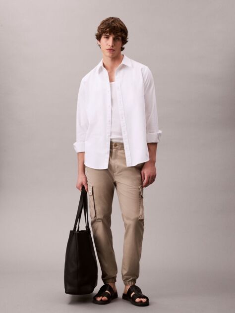 Kaki Pantaloni Cargo Cu Croiala Skinny Ripstop  Barbati
