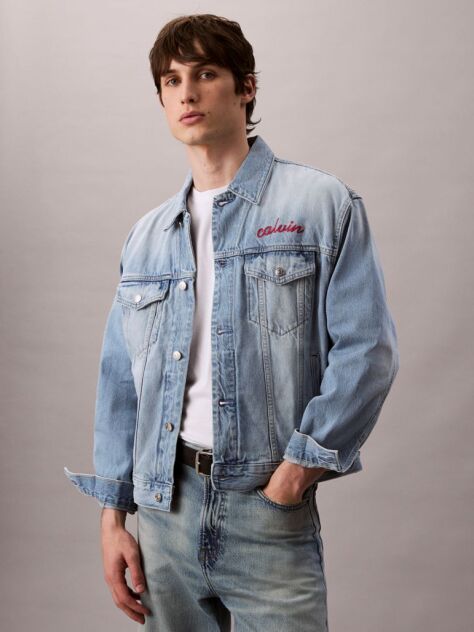 Denim Chain Stitch Logo 90s Trucker Jacket  Men