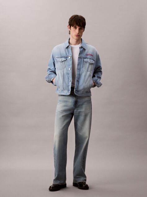 Denim Chain Stitch Logo 90s Trucker Jacket  Men