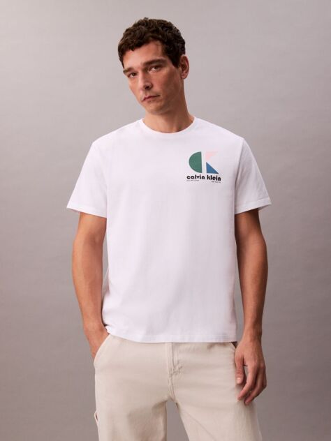 Alb Tricou Cu Logo Grafic  Barbati