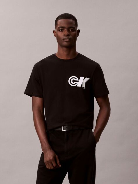 Negru Tricou Clasic Cu Logo Monograma Sport Grafic  Barbati