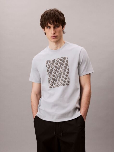 Gri Tricou Cu Logo Monogram  Barbati