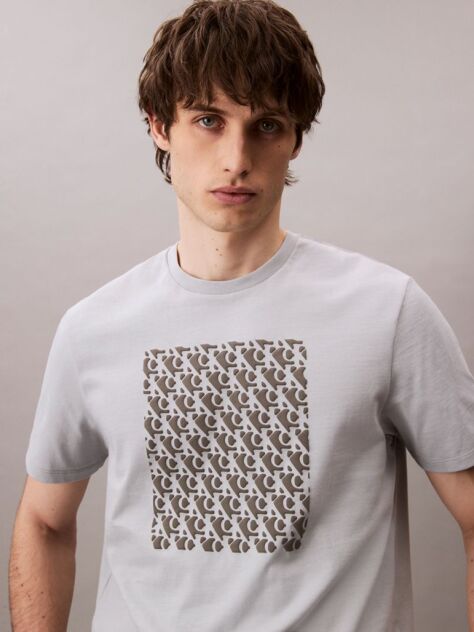 Gri Tricou Cu Logo Monogram  Barbati