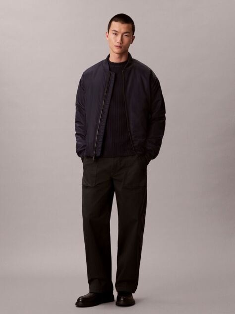 Black Ribbed Cotton Monogram Jumper  Men