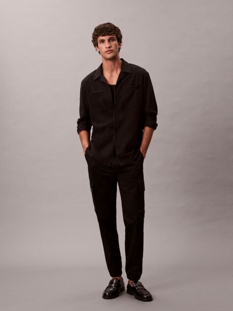 Negru Pantaloni Cargo Skinny Din Twill  Barbati