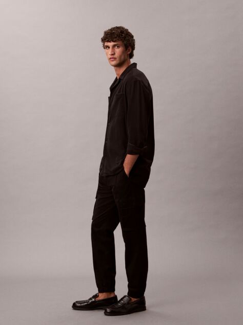 Negru Pantaloni Cargo Skinny Din Twill  Barbati