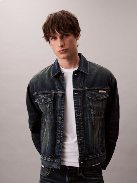 Denim Jacheta Denim Stil Anii 90  Barbati