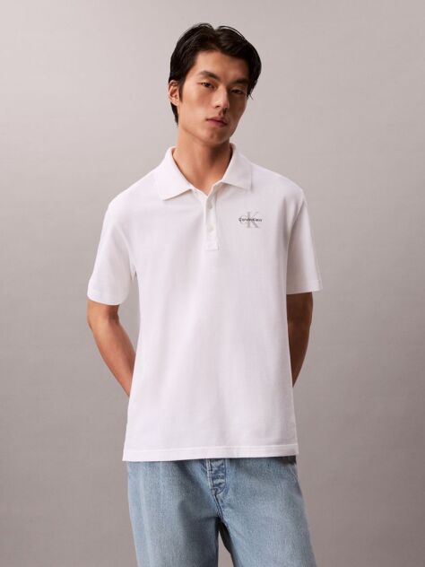 Alb Tricou Polo Casual Monologo  Barbati