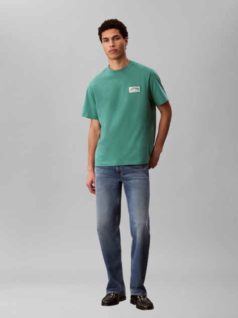 Verde Tricou Cu Emblema Varsity  Barbati