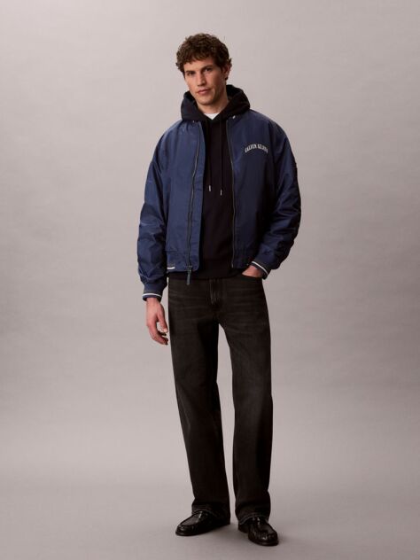 Albastru Jacheta Bomber Cu Logo Varsity  Barbati