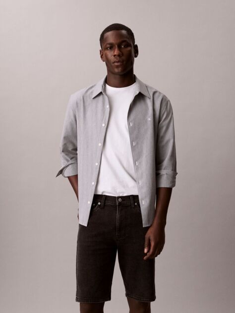 Negru Pantaloni Scurti Slim Din Denim  Barbati