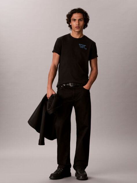 Negru Tricou Cu Logo Brodat In Stil Script  Barbati