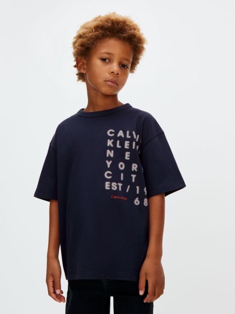 Albastru Tricou Cu Logo  Baieti