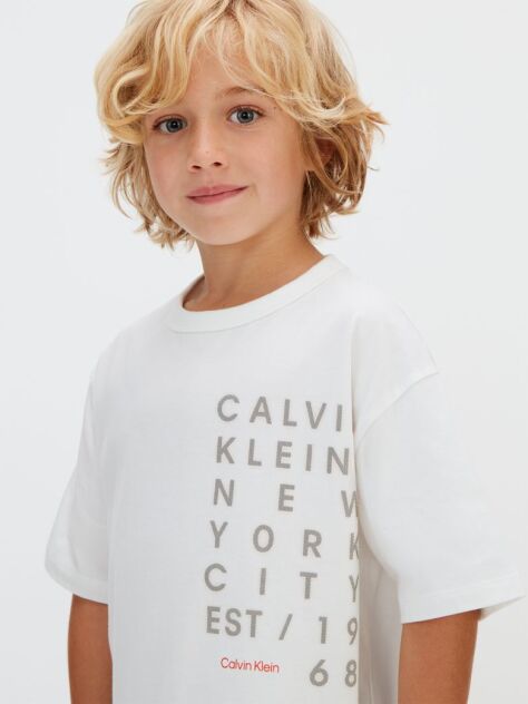 Alb Tricou Cu Logo  Baieti