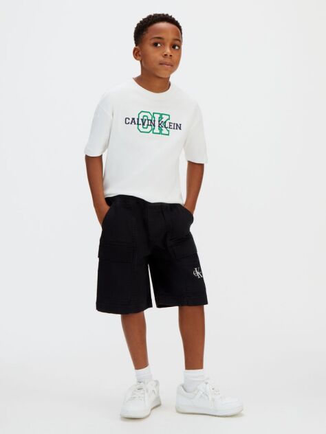 Negru Pantaloni Scurti Din Bumbac Tesut  Baieti