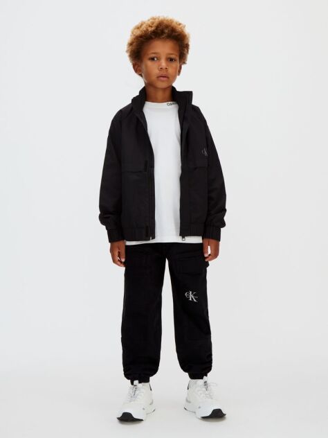 Negru Pantaloni Jogger Cargo Din Material Tesut  Baieti