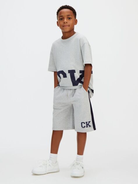 Gri Pantaloni Scurti Relaxati Cu Logo Varsity  Baieti