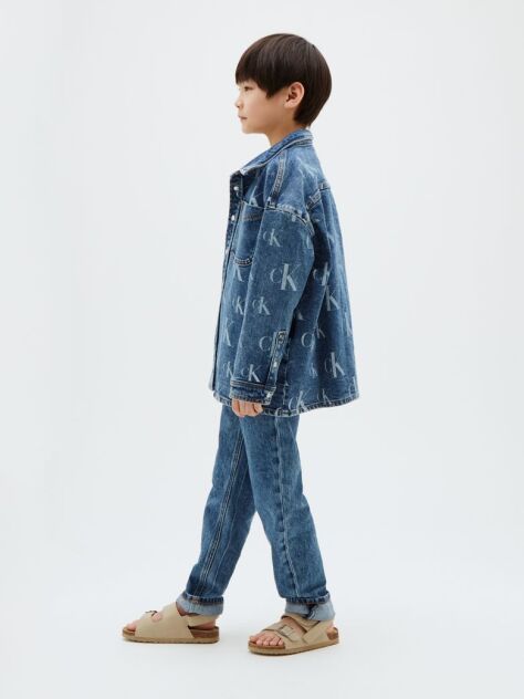 Denim Camasa Din Denim Cu Monograma Integrala Si Aspect Prespalat  Baieti