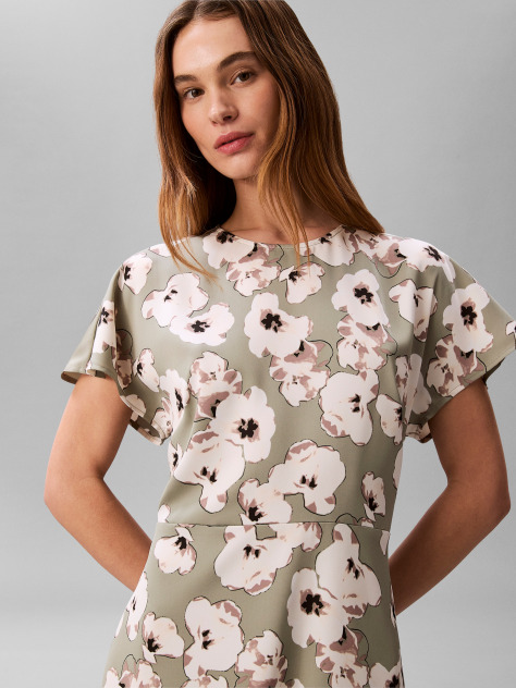 Verde Rochie Midi Din Satin Mat Cu Maneca Scurta  Femei