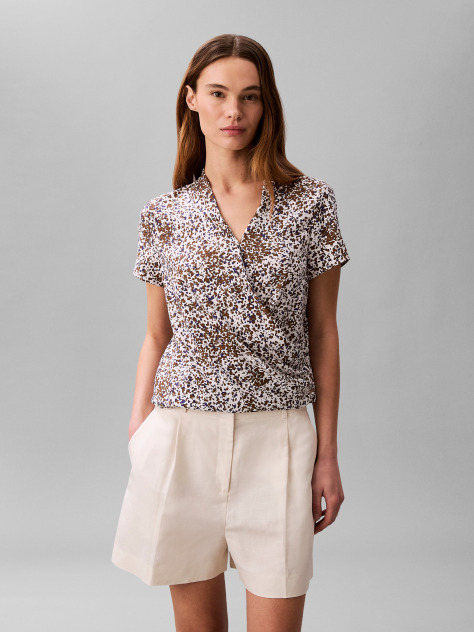 Multi Top Wrap Din Crep Cu Imprimeu  Femei