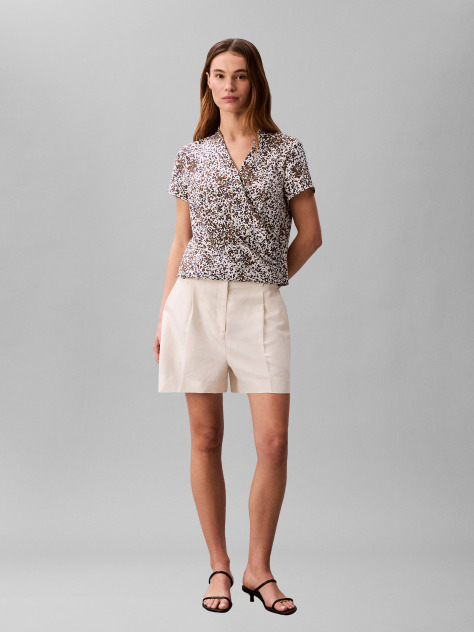 Multi Top Wrap Din Crep Cu Imprimeu  Femei