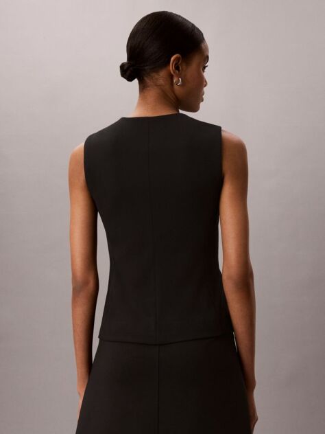 Black Tailored Button-Through Vest  Women