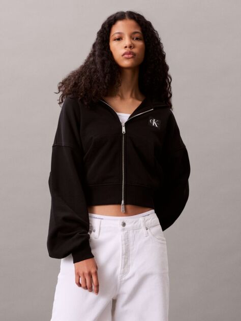 Black Terry Cotton Sweatshirt  Women