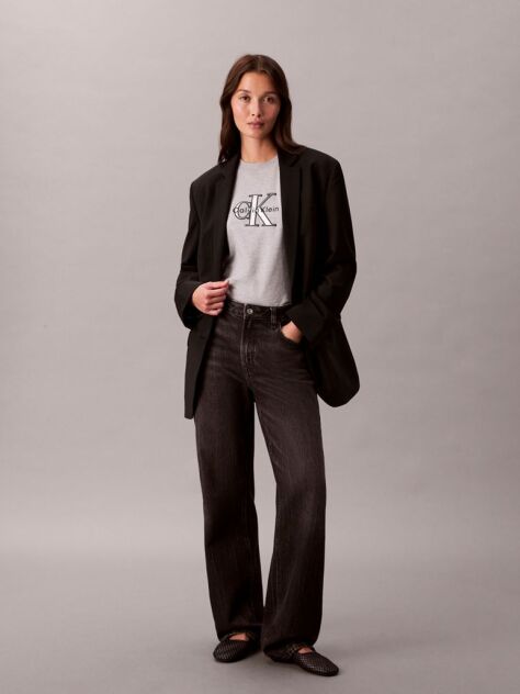 Gri Tricou Clasic Cu Logo Grafic Shine Monologo  Femei