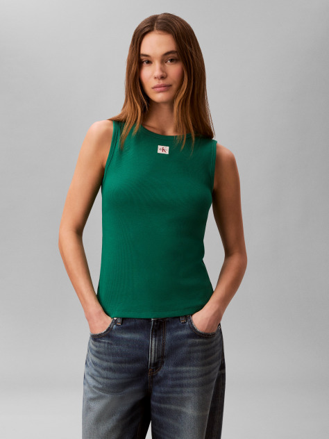 Verde Top Tip Maiou Cu Eticheta Logo  Femei