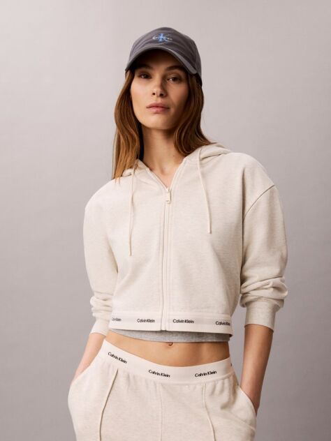 Bej Hanorac Cropped Cu Fermoar Si Tiv Elastic Cu Logo  Femei