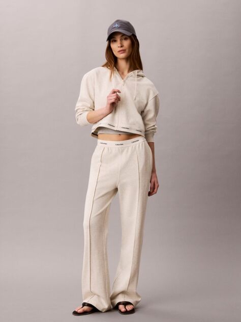 Bej Hanorac Cropped Cu Fermoar Si Tiv Elastic Cu Logo  Femei